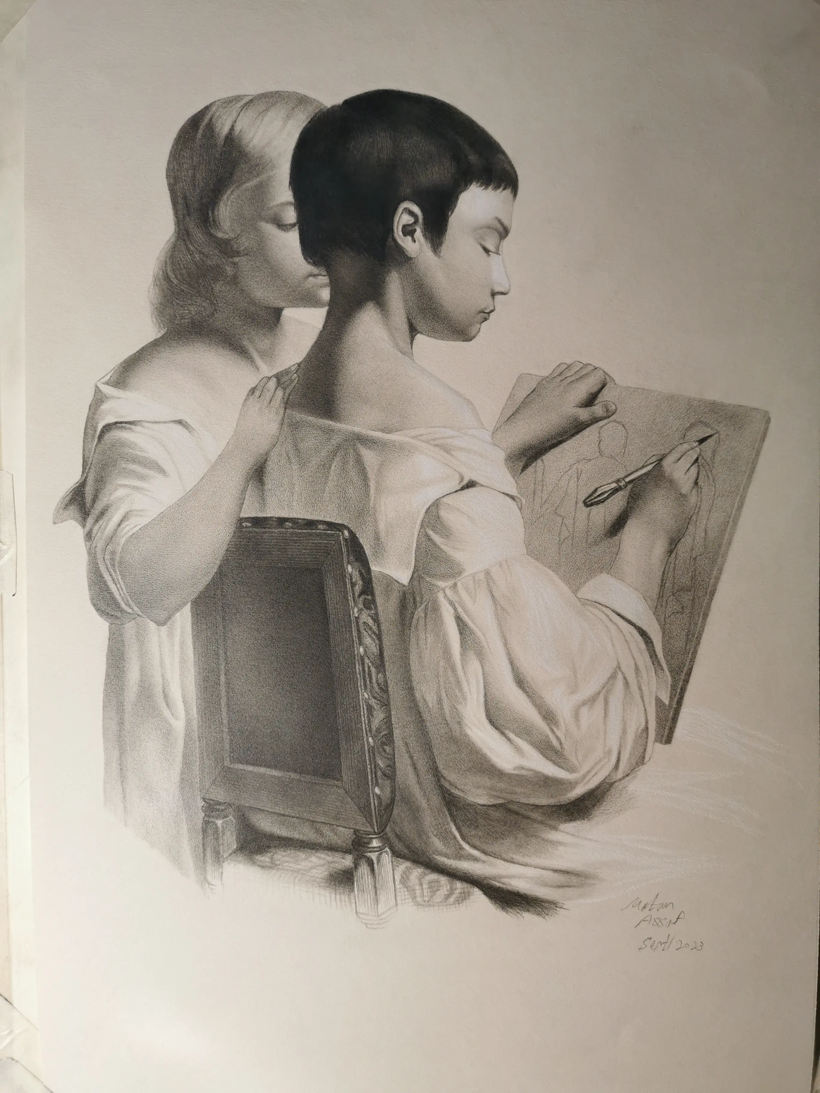 Academic pencil drawing Bernard-Romain Julien
